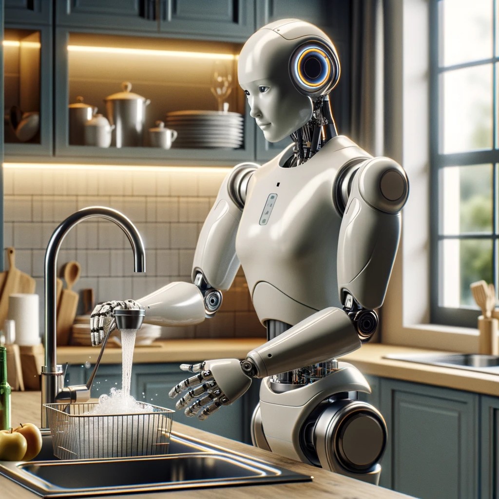 robot humanoide faisant le ménage